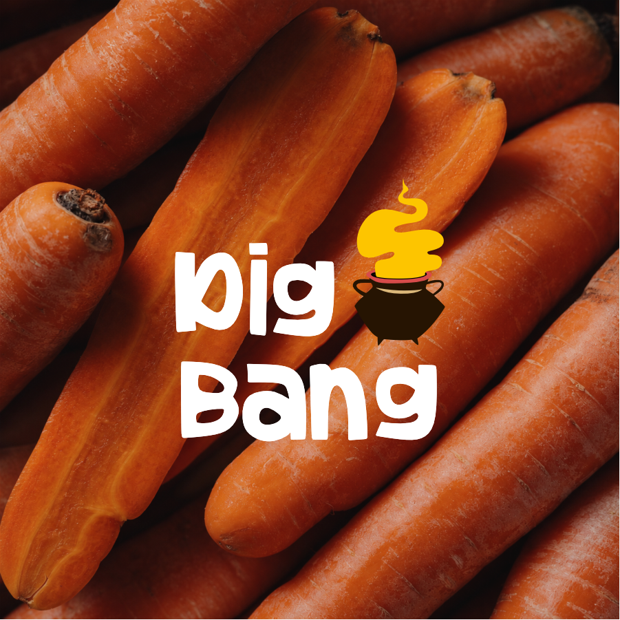 لوگوی انگلیسی Dig Bang بر زمینه نارنجی
